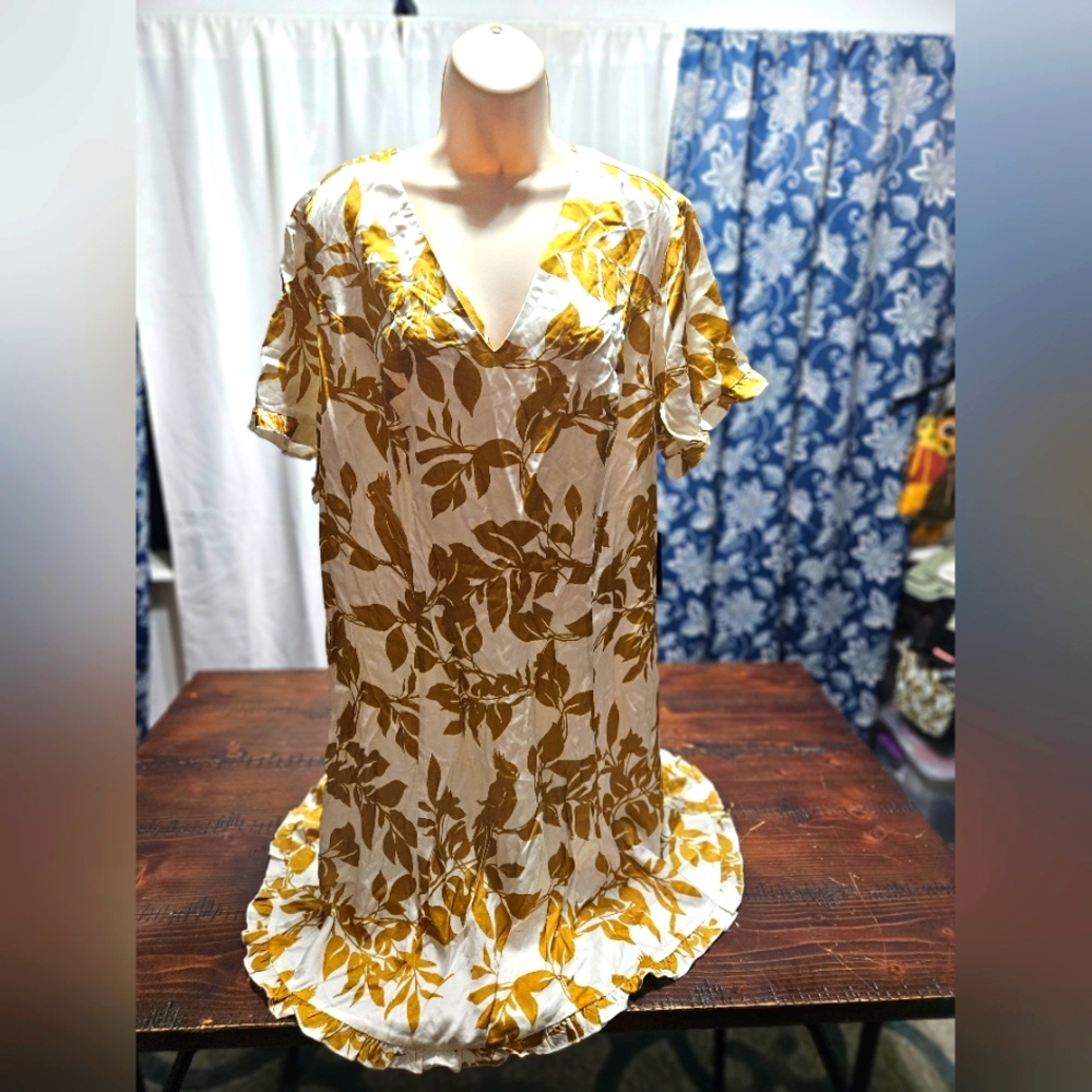Silk Gold leaf floral dress